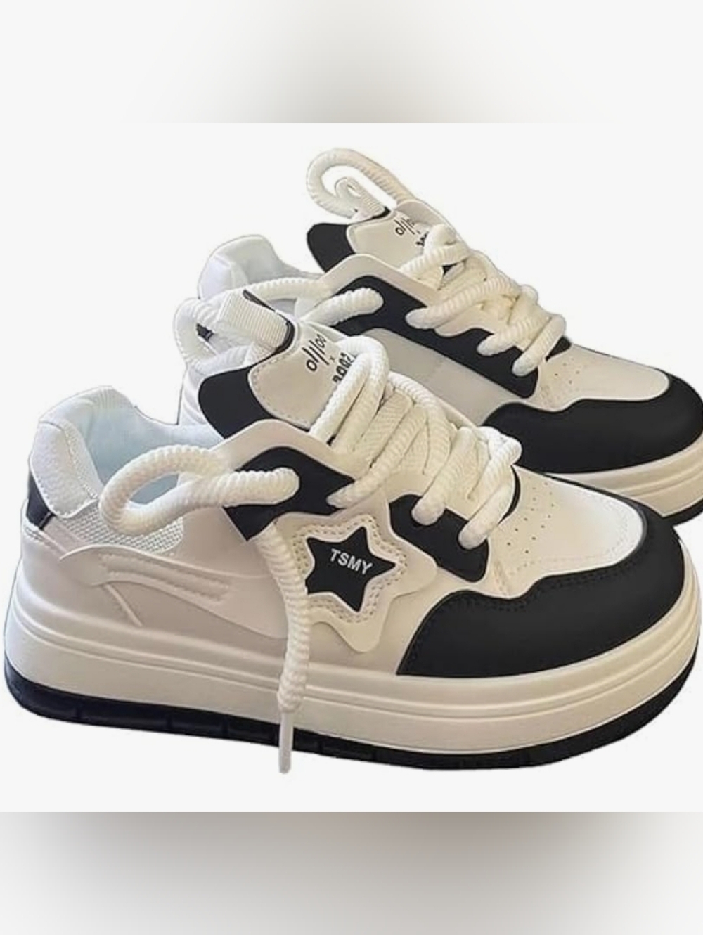 ✨️NWT✨️ White & Black Women's Star Platform Sneakers Size 4 UK / Size 6 US